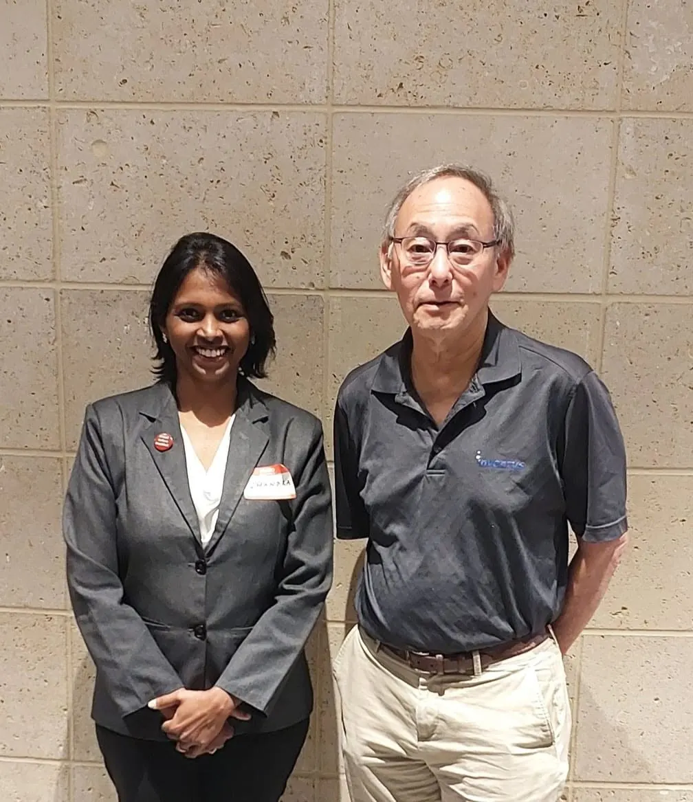 Dr. CeeVee with Nobel laureate Steven Chu