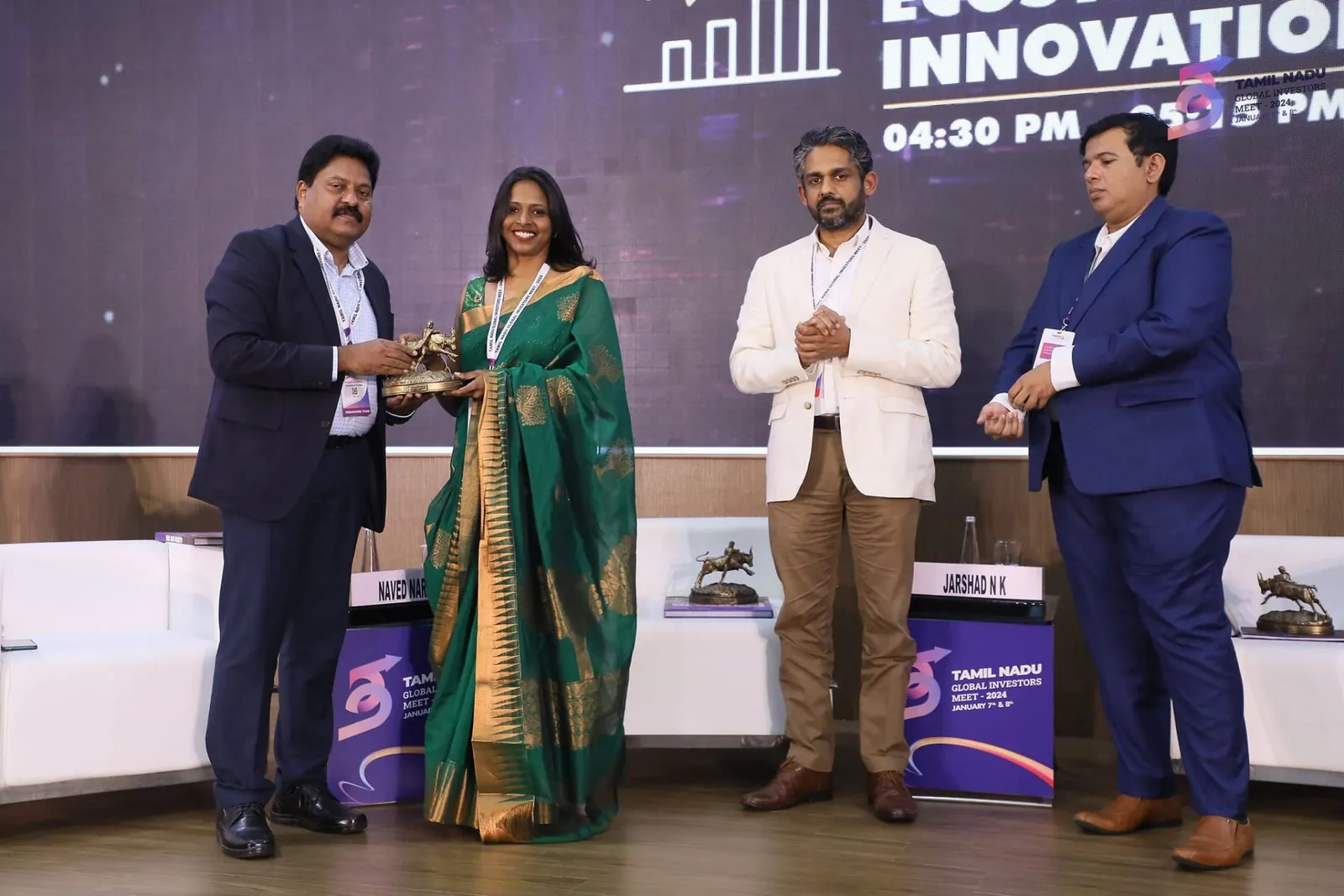 Dr. CeeVee receiving recognition at the Tamil Nadu Global Investors Meet